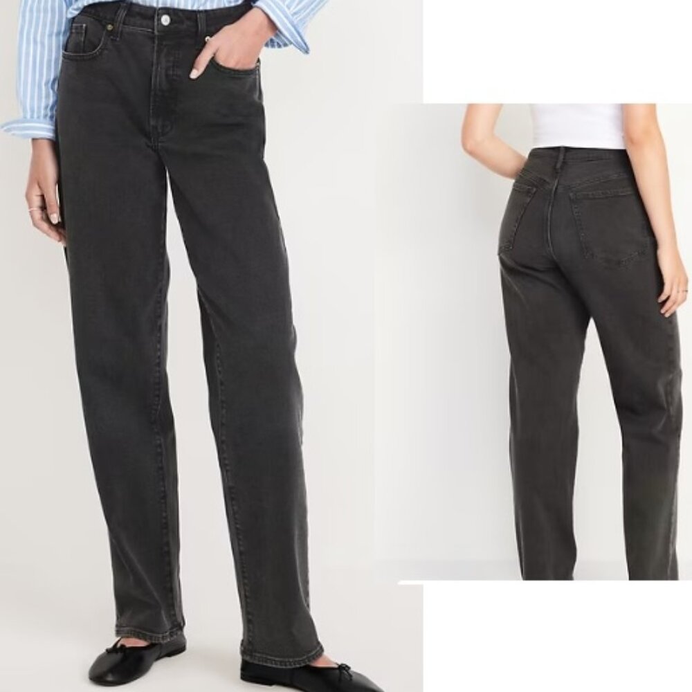 High-Waisted OG Loose Jeans Size 00 Black Old Navy Brand New with tags #512809